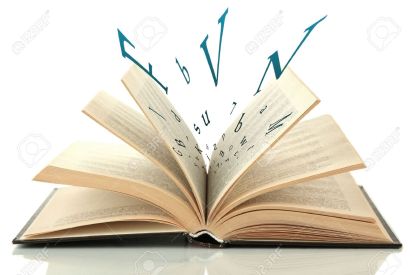 18041320-Opened-book-with-letters-flying-out-of-it-isolated-on-white-Stock-Photo